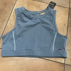 n:philanthropy Novella Cutout Sports Bra Blum blue gray sz L NWT